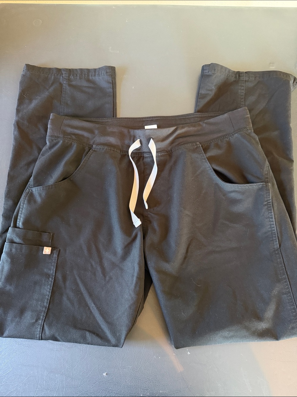 Figs Black Drawstring Cargo scrub pants